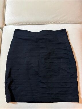 Express Black Horizontal Bandage Pencil Skirt